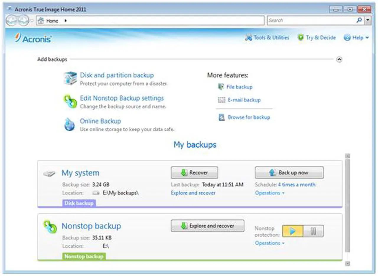 Alt view image 4 of 8 - Acronis True Image Home 2011