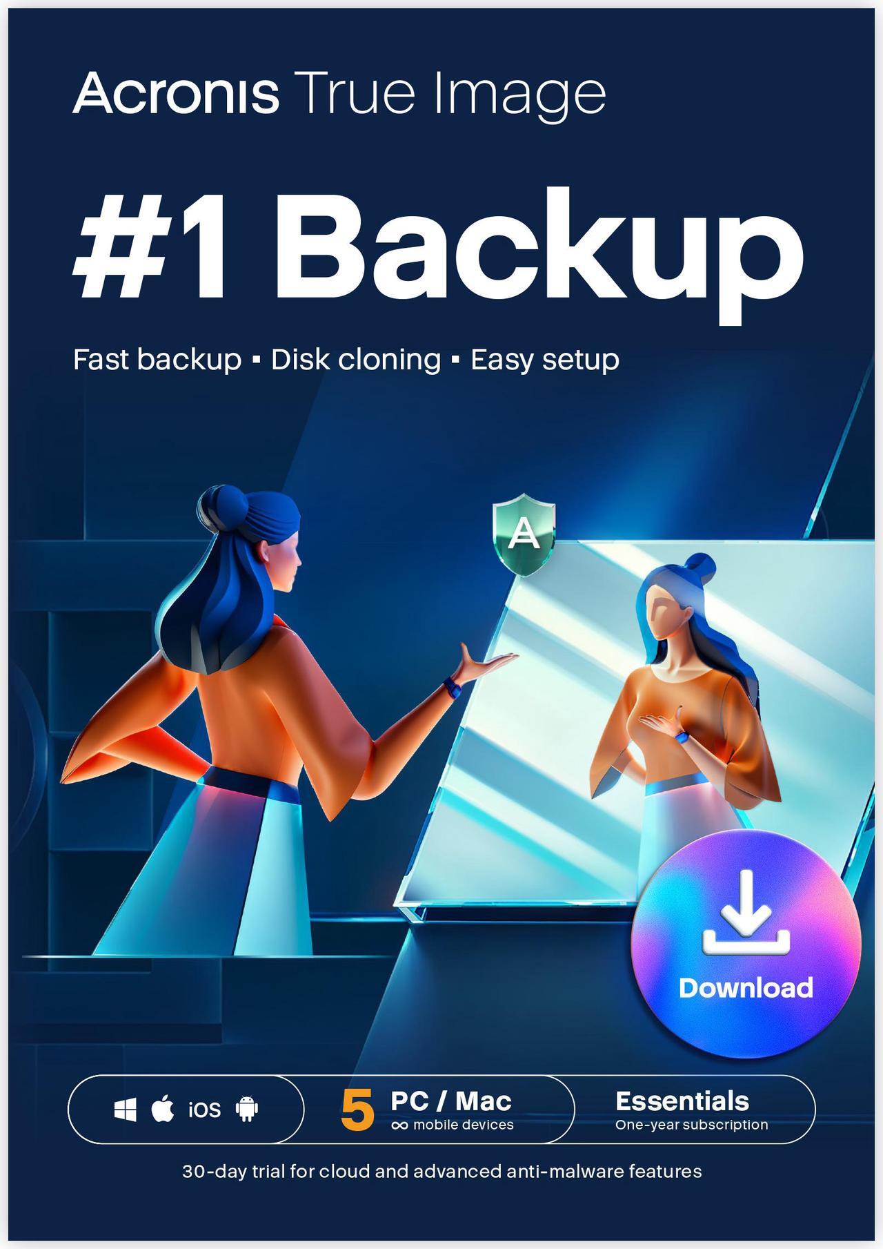 Main image of Acronis True Image Essentials Subscription 5 Computers - 1 Year Subscription ESD [Download]