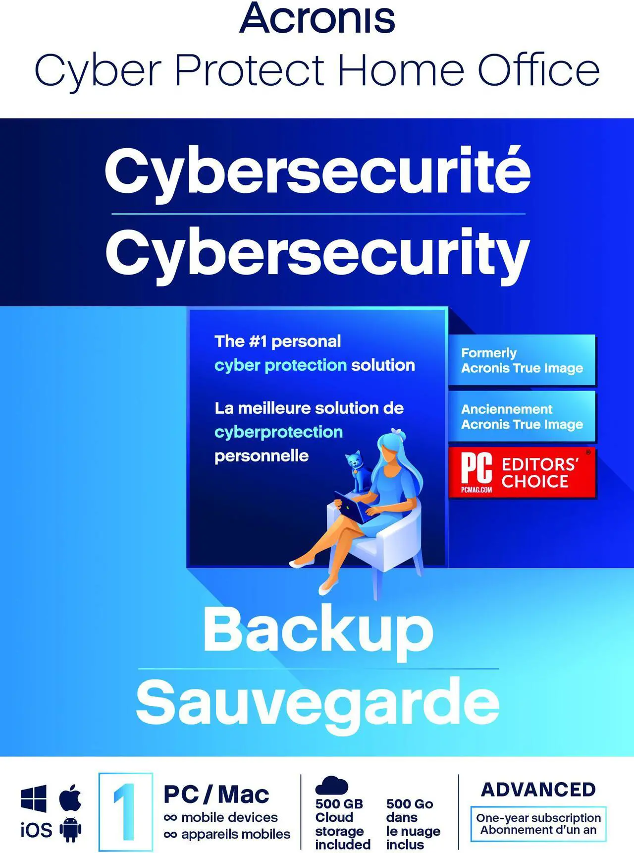 Main image of Acronis Cyber Protect Home Office Advanced Subscription 1 Computer + 500 GB Acronis Cloud Storage - 1 Year Subscription [Download]