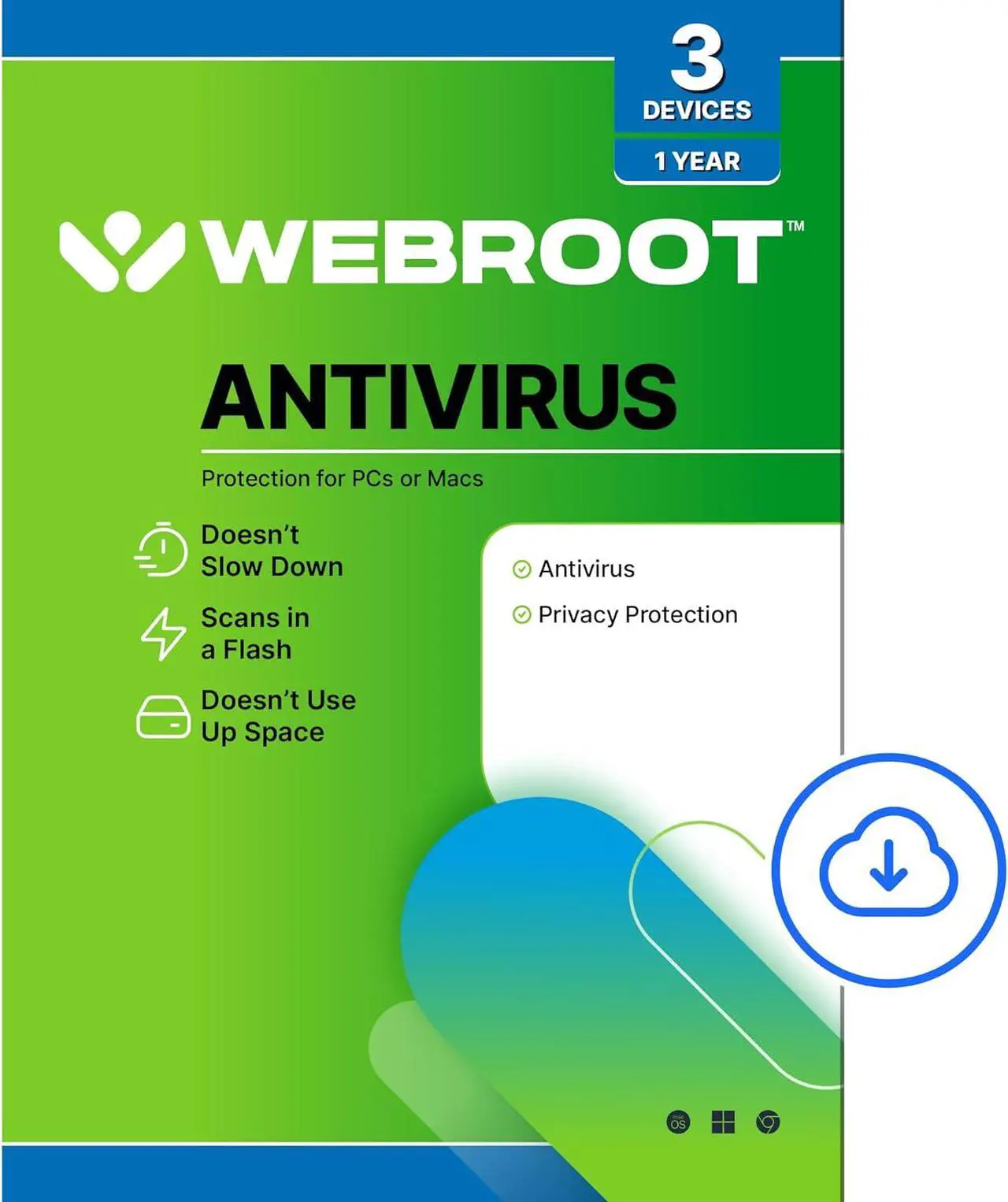 Main image of Webroot AntiVirus 2024 - 3 Devices / 1 Year - Download