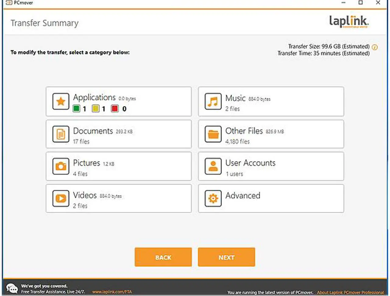 Alt view image 6 of 7 - Laplink PCmover Professional 1 Use - Moves Applications, Files, and Settings to Your New PC - Download