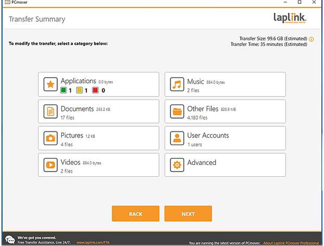 Alt view image 6 of 7 - Laplink PCmover Professional - 1 Use (Moves Applications, Files, and Settings to Your New PC) Download