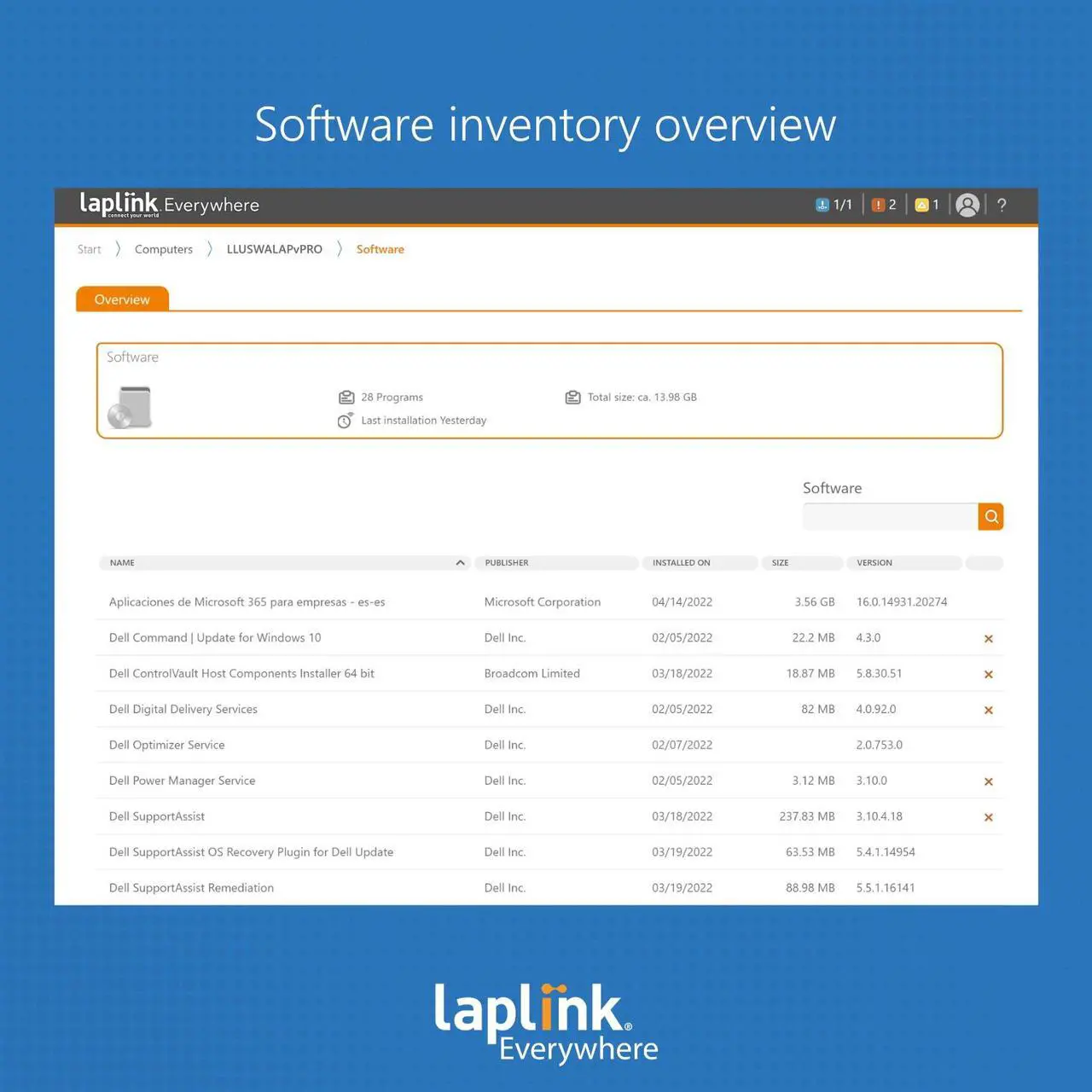 Alt view image 11 of 10 - Laplink Everywhere | Premium license | Remote management of 25 devices for 24 Months
