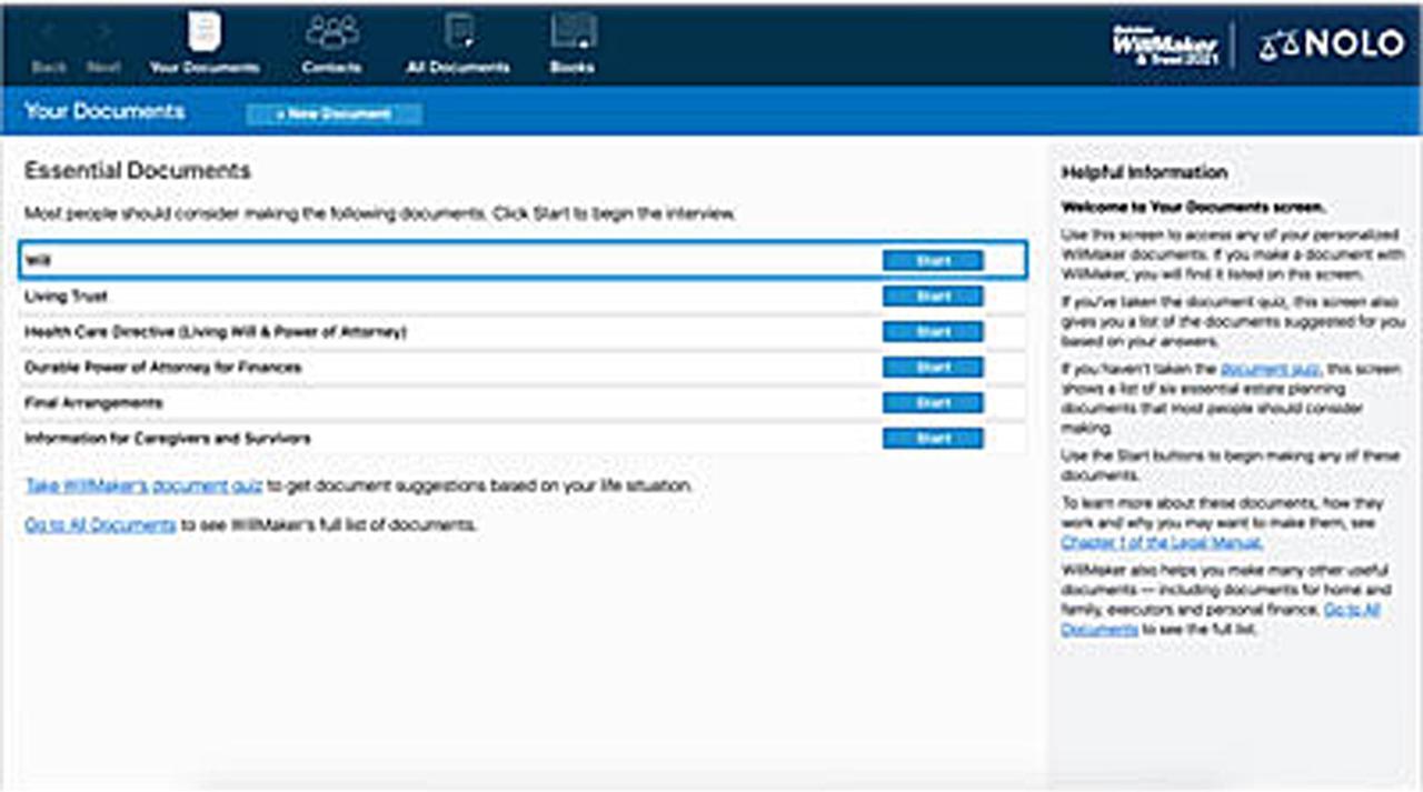 Alt view image 6 of 6 - Nolo Quicken WillMaker & Trust 2021  for Windows - Download