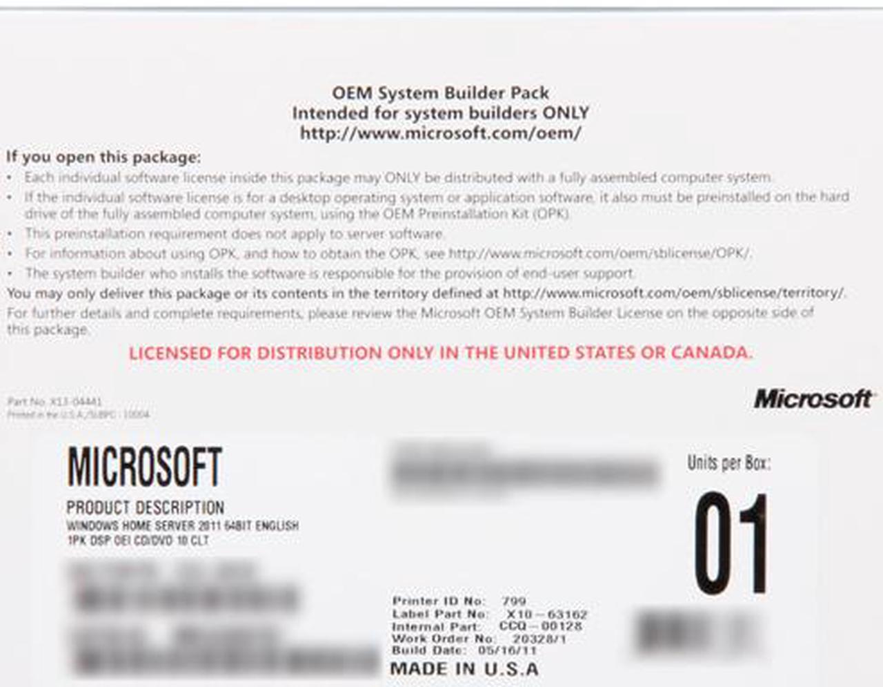 Alt view image 2 of 2 - Microsoft Windows Home Server 2011 64-bit - OEM