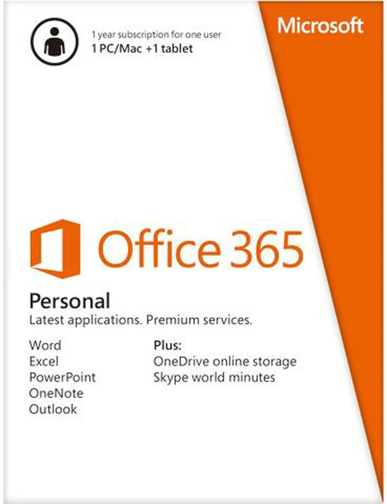 Main image of Microsoft Office 365 Personal  for 1 PC / Mac + 1 Tablet  - 1 Year Subscription (Product  Key Card)