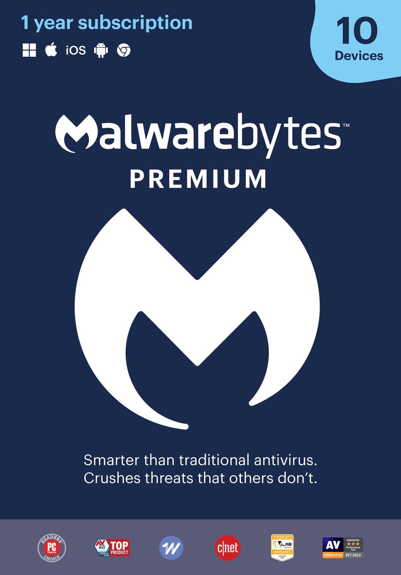 Main image of Malwarebytes Premium - 10 Devices / 1 Year - Key Card