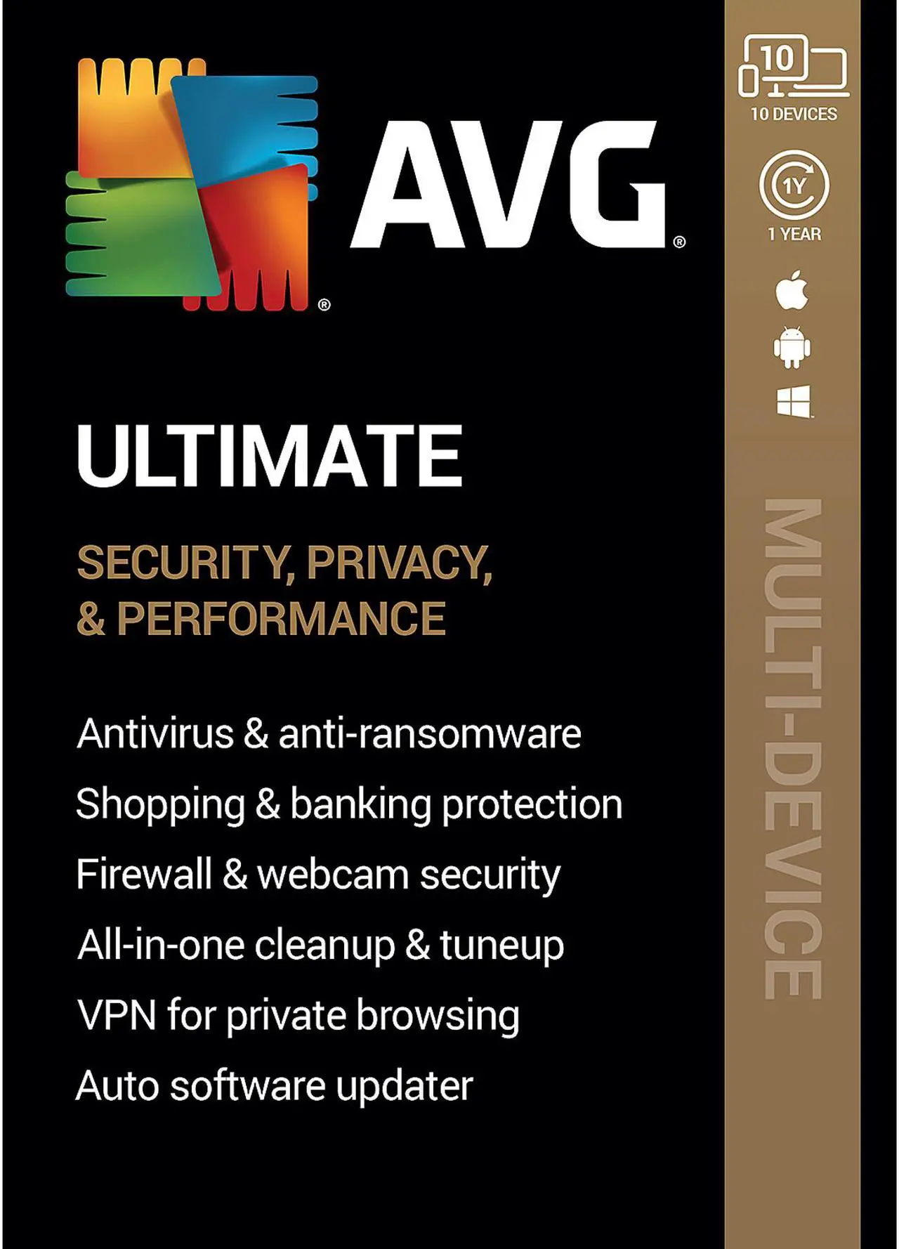 Main image of AVG Ultimate (Unlimited VPN + Internet Security + Cleaner) 10 Devices 1 Year - Download
