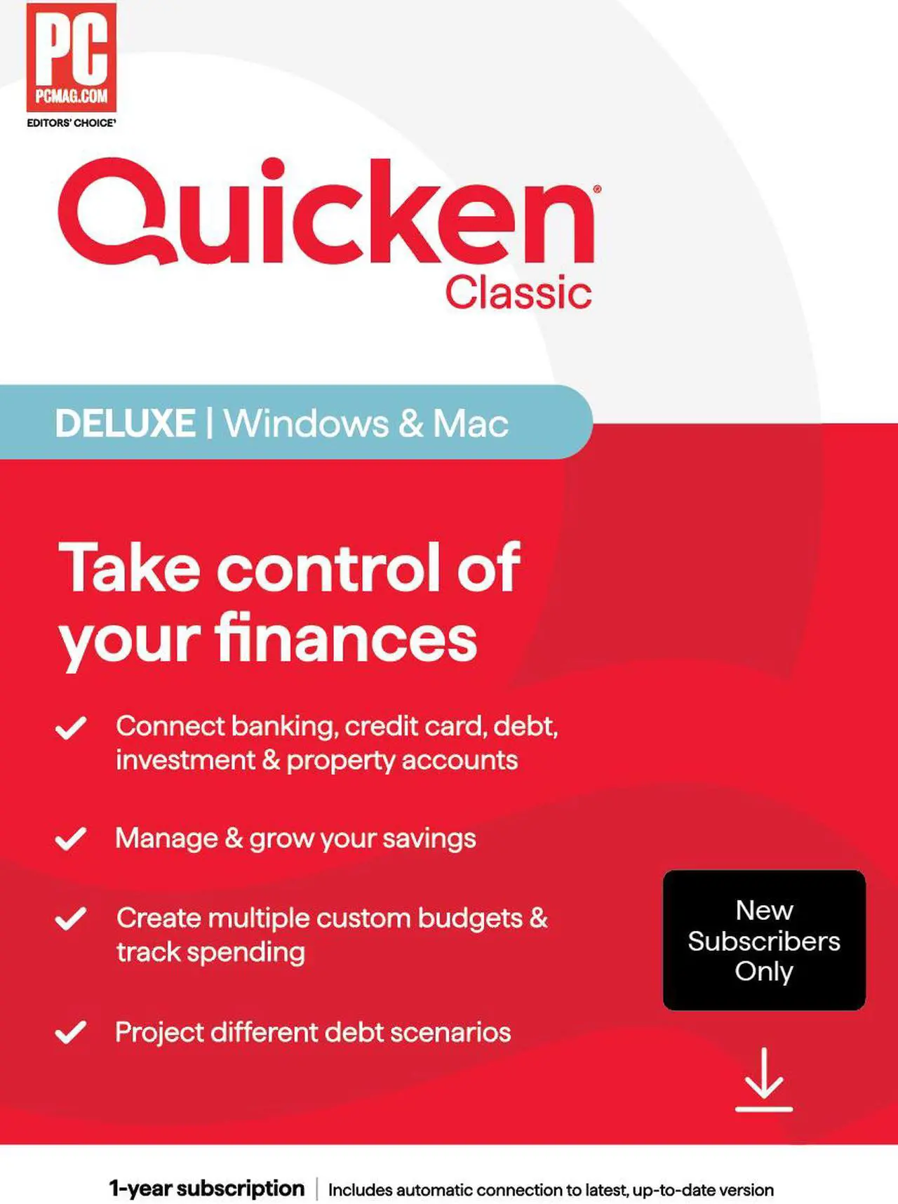 Main image of Quicken Classic Deluxe for New Subscribers Only - 1 Year Subscription [Windows/Mac Download]