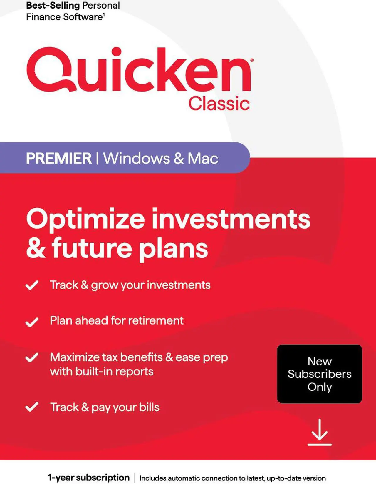Main image of Quicken Classic Premier for New Subscribers Only - 1 Year Subscription [Windows/Mac Download]