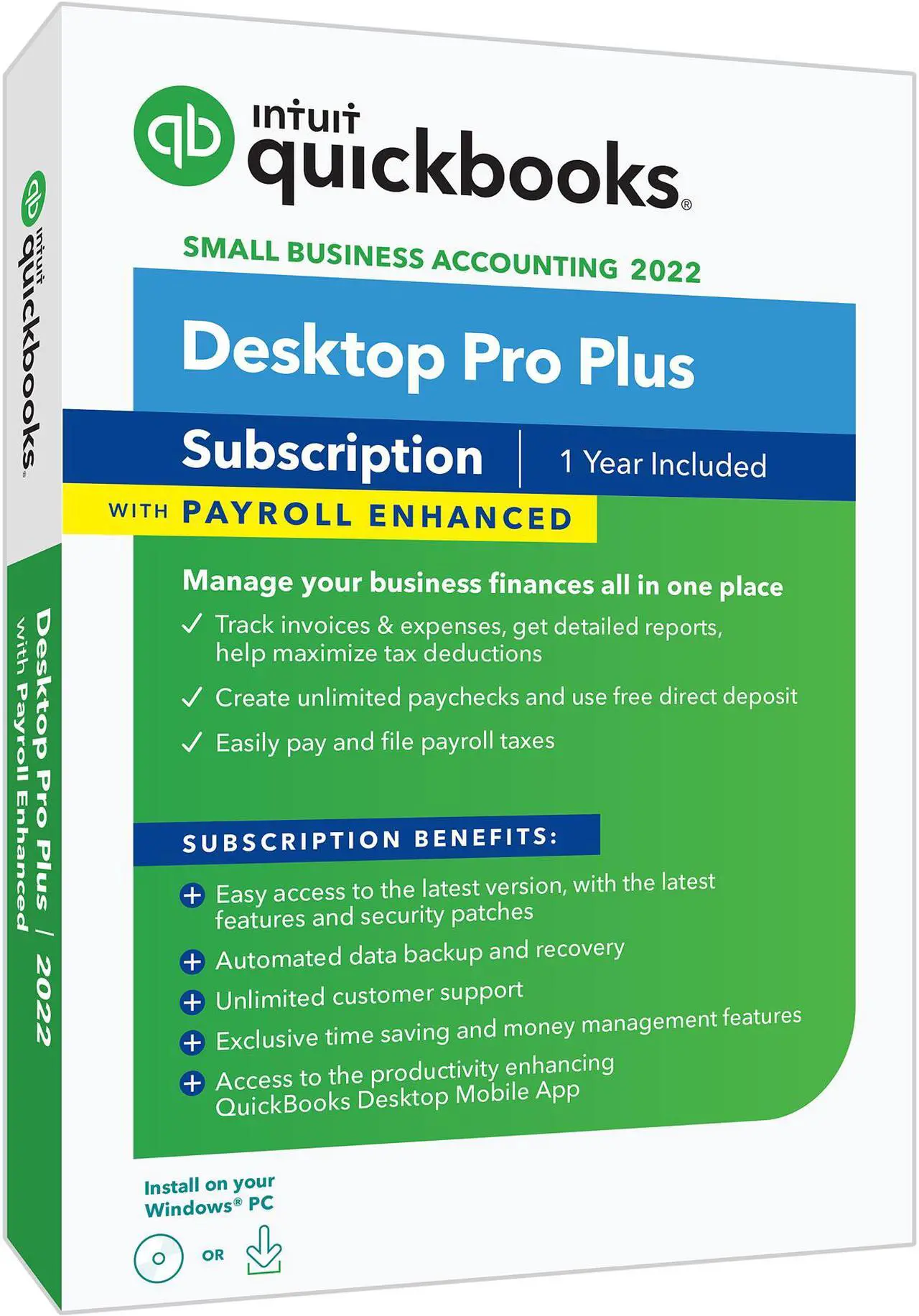 Main image of Intuit QuickBooks Desktop Pro Plus with Enhanced Payroll 2022, Disc