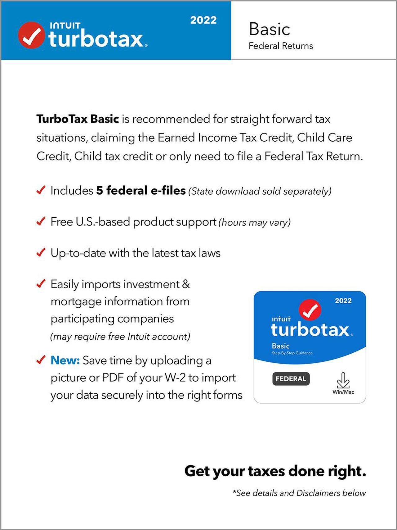 Alt view image 3 of 5 - Intuit TurboTax Basic 2022 PC/MAC Download