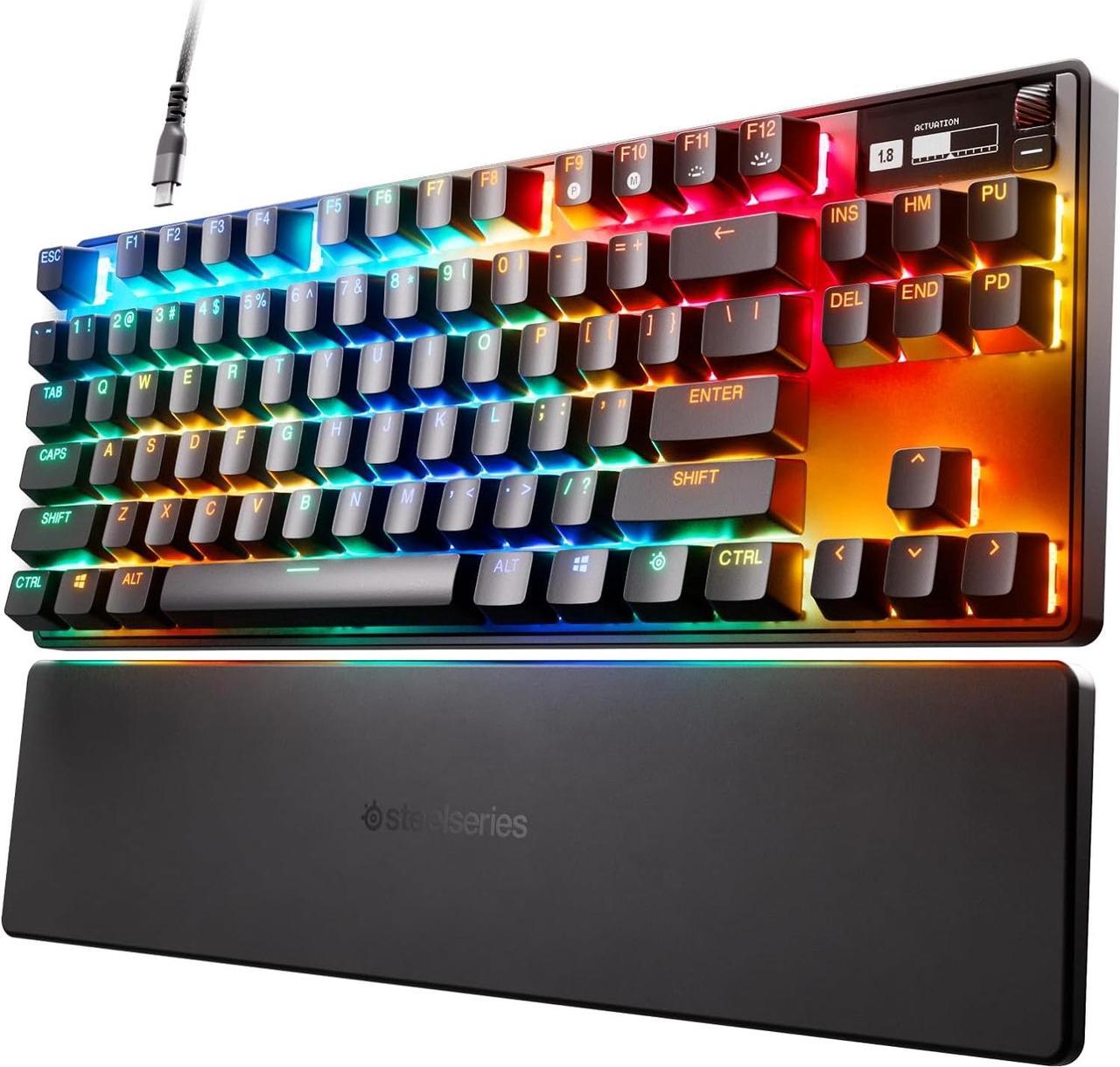 SteelSeries Apex Pro TKL HyperMagnetic Gaming Keyboard - World's Fastest Keyboard - Adjustable Actuation - Esports Tenkeyless - OLED Screen - RGB - PBT Keycaps - USB-C - 2023 Edition,Black