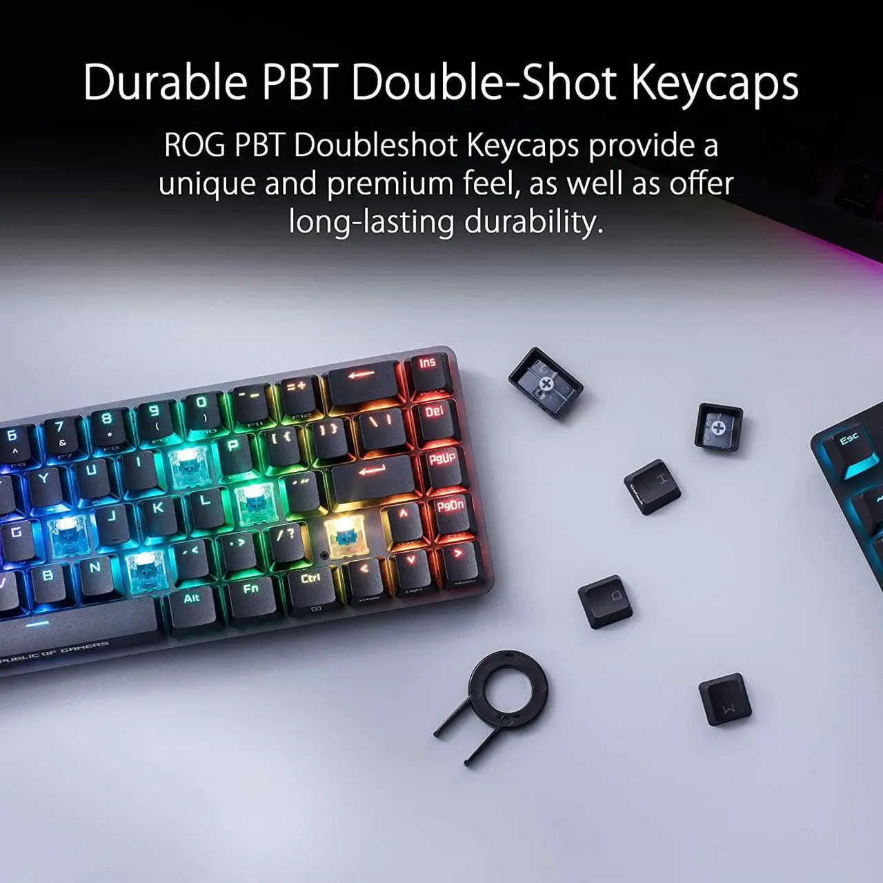 Alt view image 5 of 12 - ASUS ROG Falchion NX 65% Wireless RGB Gaming Mechanical Keyboard | ROG NX Brown Tactile Switches, PBT Doubleshot Keycaps, Wired / 2.4G Hz, Touch Panel, Keyboard Cover Case, Macro Support