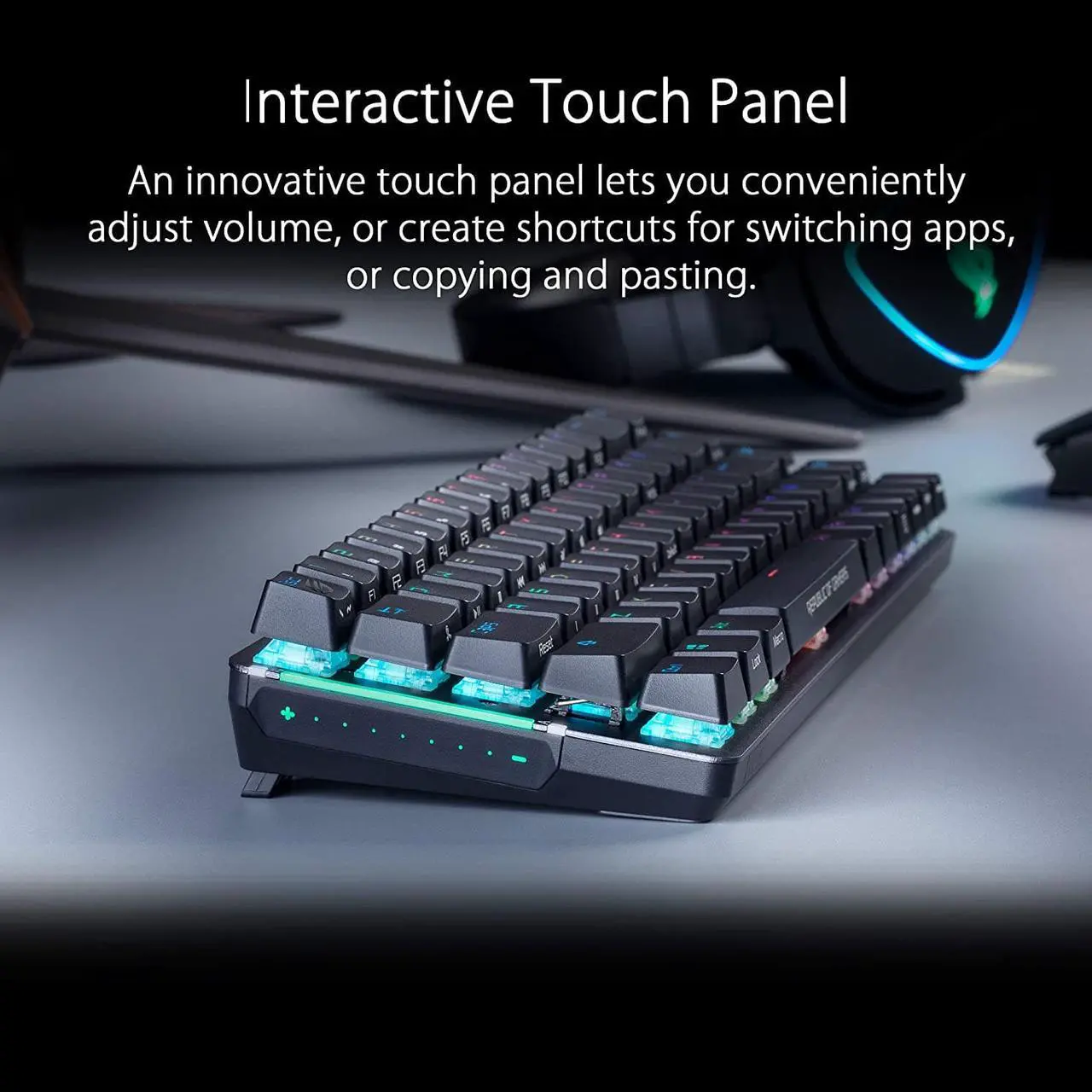 Alt view image 3 of 12 - ASUS ROG Falchion NX 65% Wireless RGB Gaming Mechanical Keyboard | ROG NX Brown Tactile Switches, PBT Doubleshot Keycaps, Wired / 2.4G Hz, Touch Panel, Keyboard Cover Case, Macro Support