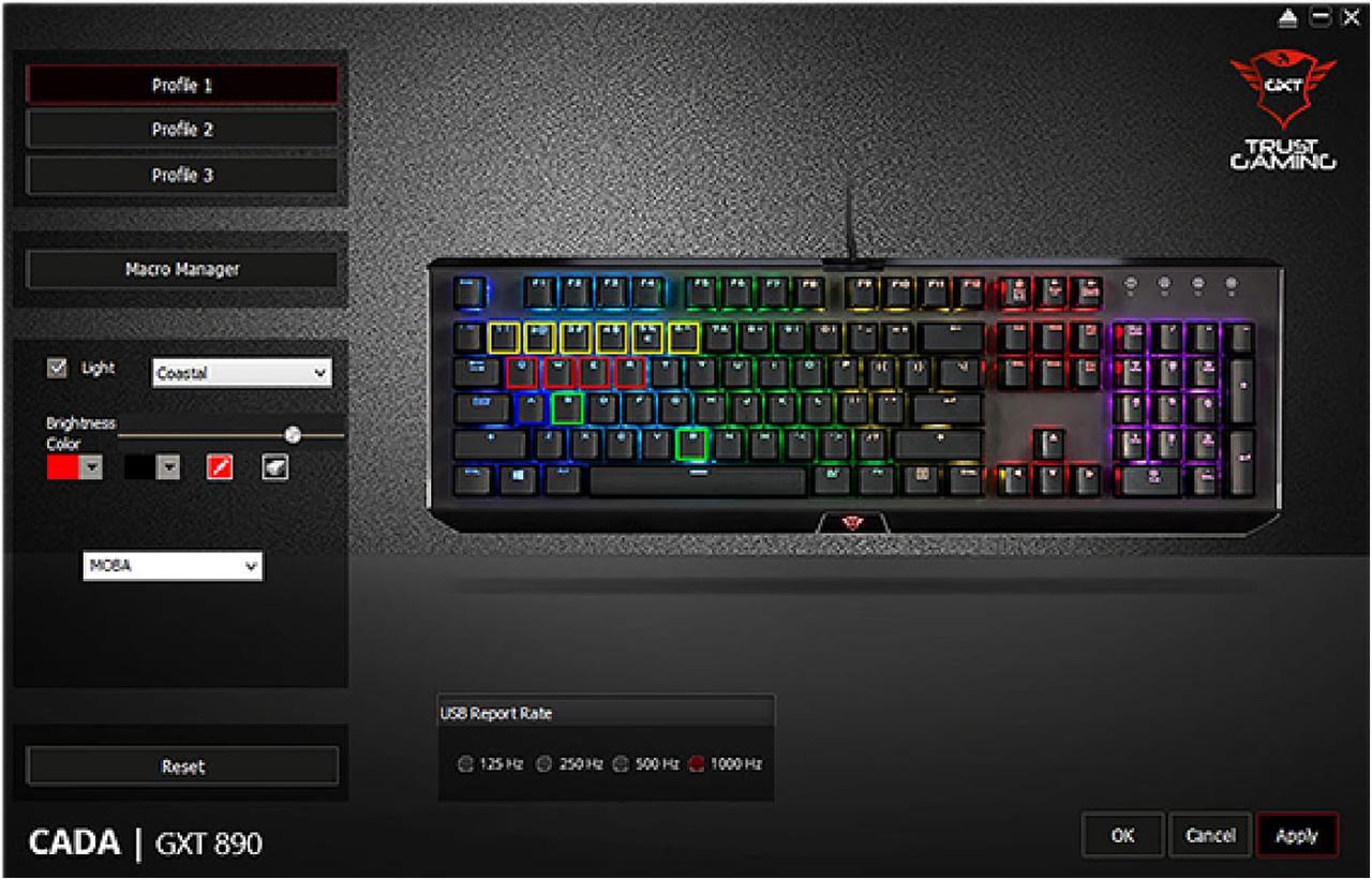 Alt view image 7 of 8 - Trust GXT 890 Cada RGB Mechanical Gaming Keyboard - with Quick Responding Switches and Customizable Per-key RGB LED Illumination