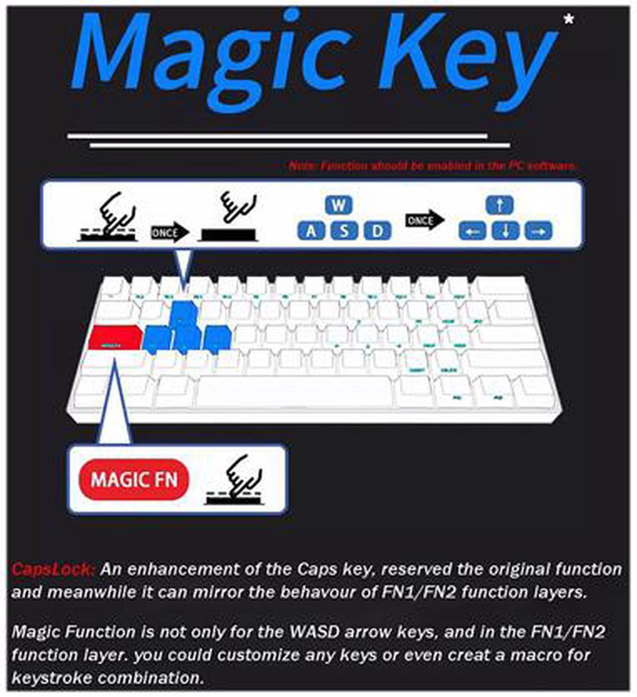 Alt view image 4 of 6 - Anne Pro 2 60% Mechanical Keyboard Wired/Wireless Dual Mode Full RGB Double Shot PBT - Gateron Brown Switch