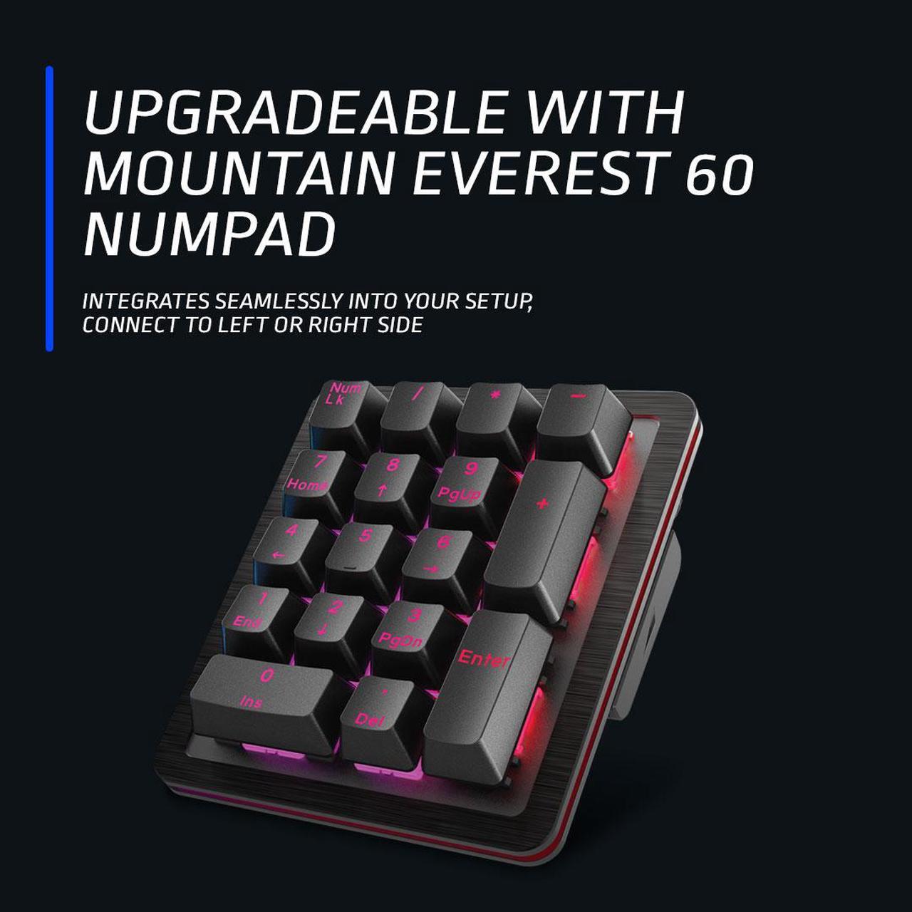 Alt view image 11 of 14 - MOUNTAIN Everest 60 RGB Gaming Keyboard - 60% with Arrow Keys, lubed MOUNTAIN switches, Sophisticated Sound dampening and 5-pin hot-swap - Midnight Black (Linear 45)