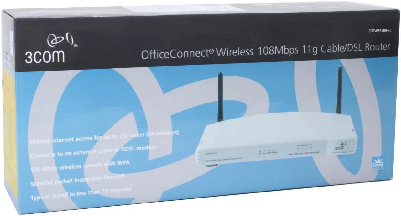 Alt view image 6 of 6 - 3com 3CRWER200-75 OfficeConnect Wireless Cable/DSL Router IEEE 802.3/3u, IEEE 802.11b/g