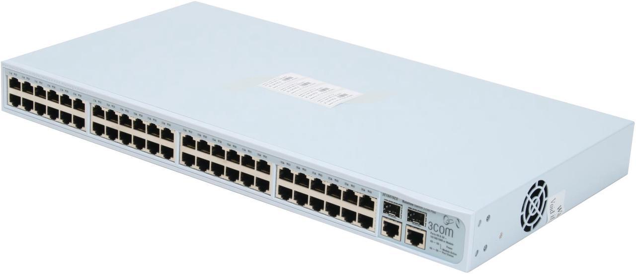 Main image of 3com 3C16476CS 10/100Mbps + 1000Mbps Baseline Switch 2250 Plus - 48-Port 10/100 with 2 GBIC 48 x autosensing 10/100 ports
2 x dual-personality Gigabit port pairs, configurable as 10/100/1000 or SFP