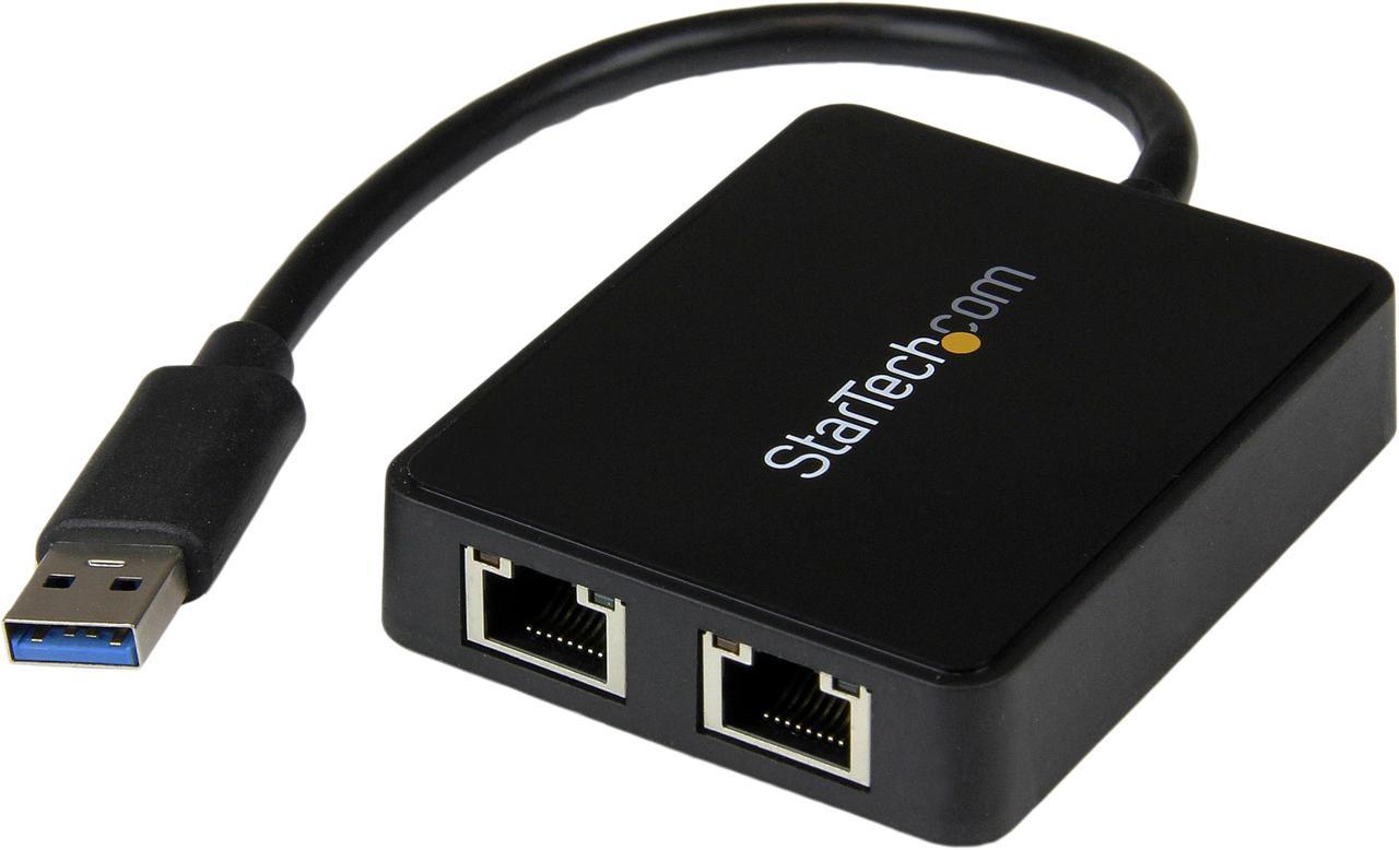 StarTech.com USB 3.0 to Dual Port Gigabit Ethernet Adapter NIC w/ USB Port