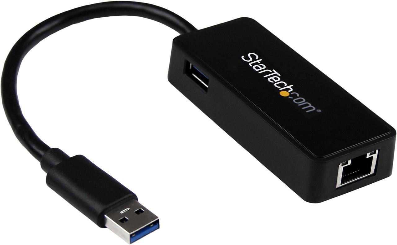 StarTech USB31000SPTB USB 3.0 to Gigabit Ethernet Adapter NIC w/ USB Port - Black