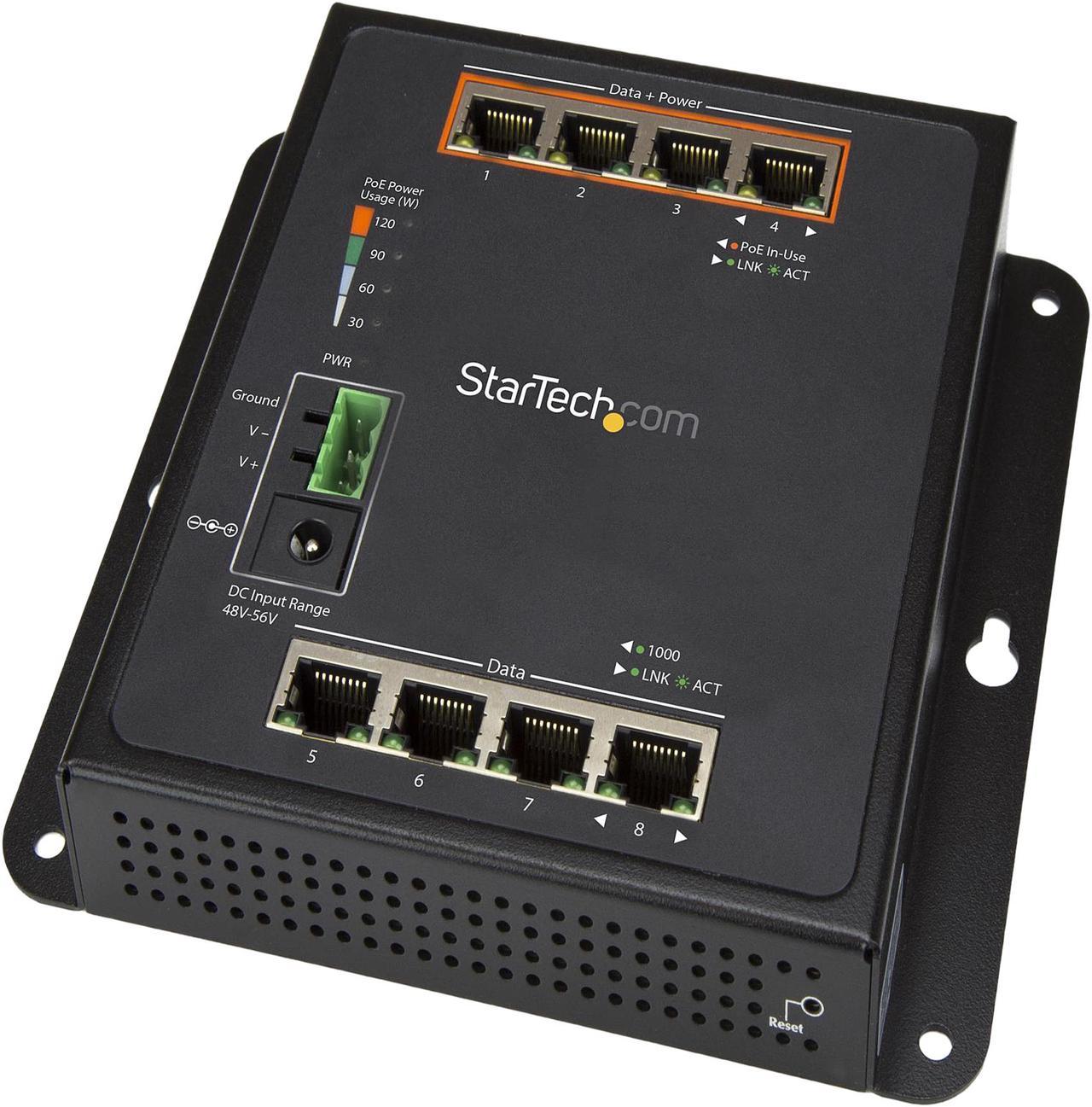 StarTech IES81GPOEW StarTech.com 8 port POE Managed Ethernet Switch - 30W per PoE+ port  - Industrial - Wall Mount - Managed Network Switch