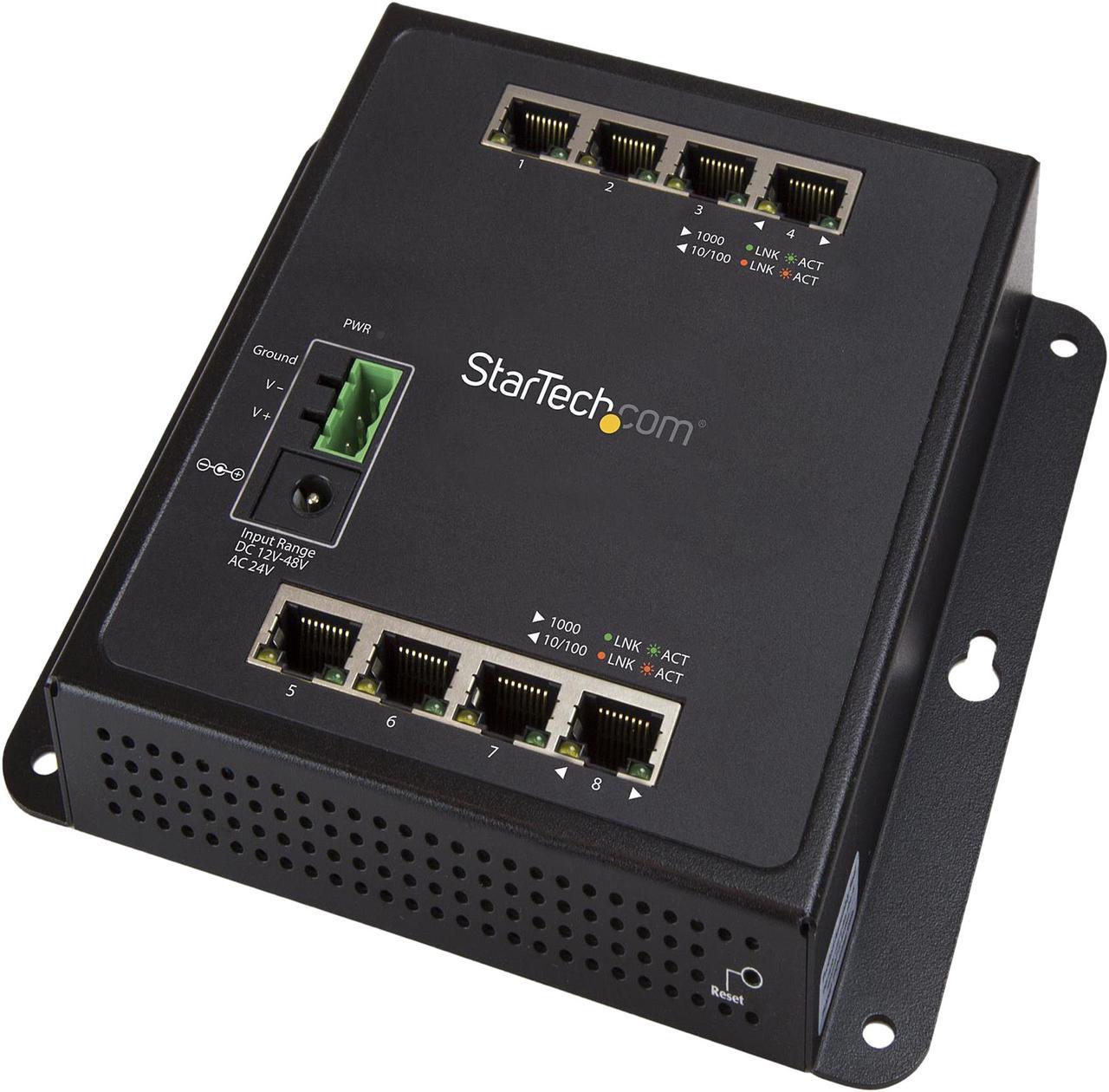 StarTech IES81GW StarTech.com Gigabit Ethernet Switch - 8 port - Wall Mount - Industrial - Gigabit Switch - Managed Switch - Network Switch