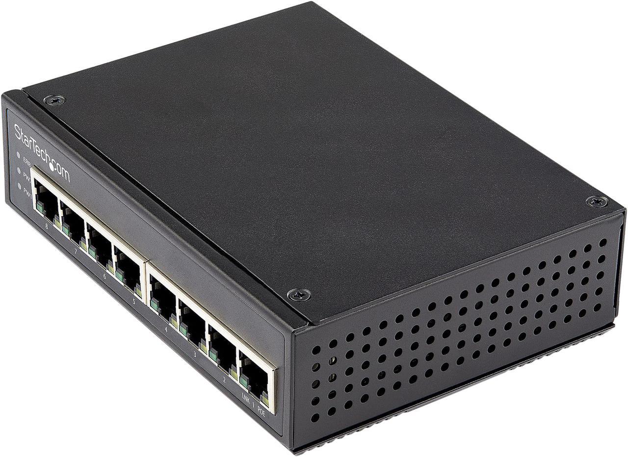 StarTech.com IESC1G80UP Industrial 8 Port Gigabit PoE Switch - 30W - Power Over Ethernet  Switch - GbE PoE+ Unmanaged Switch - Rugged High Power Gigabit Network Switch IP-30/ -40°C - 75°C (IESC1G80UP)