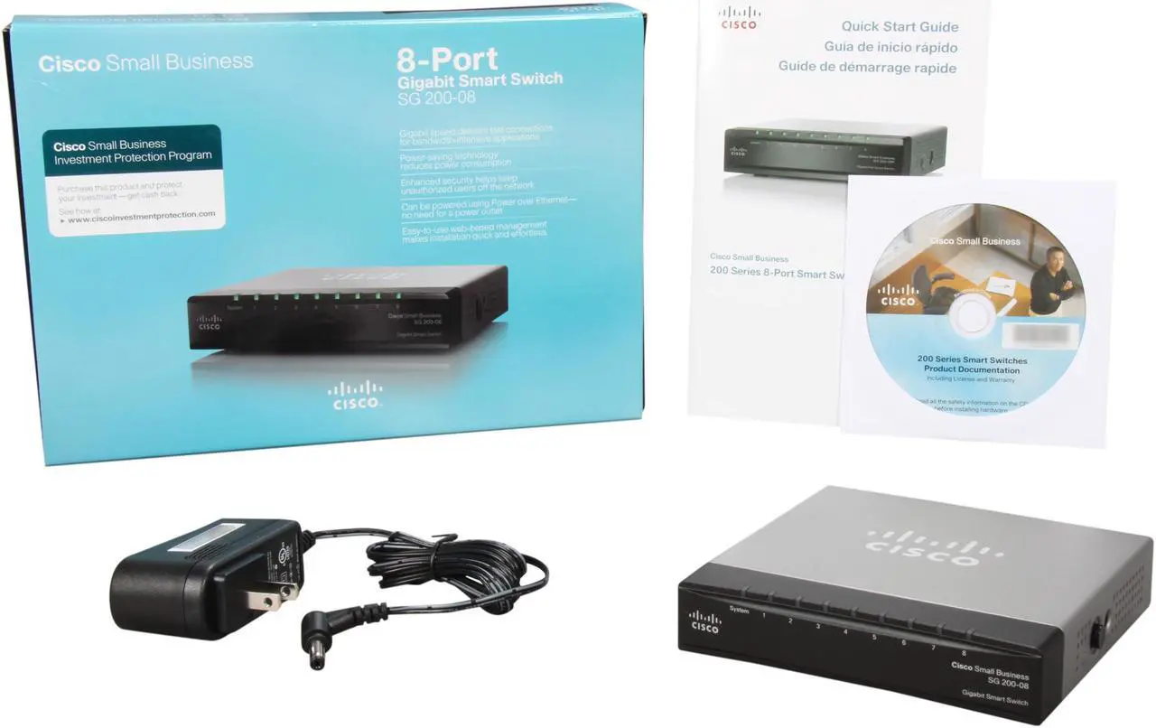 Alt view image 7 of 6 - Cisco Small Business 200 Series SLM2008T-NA Smart SG200-08 Gigabit Ethernet Switch