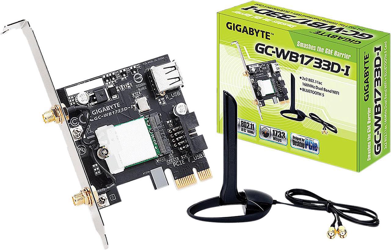 GIGABYTE GC-WB1733D-I Dual Band Wireless-AC Wi-Fi / Bluetooth Card