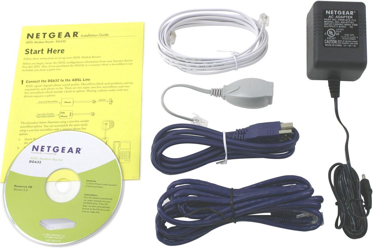 Alt view image 3 of 4 - NETGEAR DG632 ADSL Modem Router ADSL, RJ-11 pins 2 and 3, T1.413, G.DMT, G.Lite, ITU Annex A (Annex B available) WAN Ports 10BASE-T or 100BASE-TX, RJ-45, Auto MDI/MDI-X, USB 1.1 LAN Ports