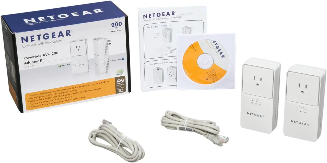 Alt view image 7 of 7 - NETGEAR XAVB2501-100NAS Powerline AV+ 200 Adapter Kit Up to 200Mbps