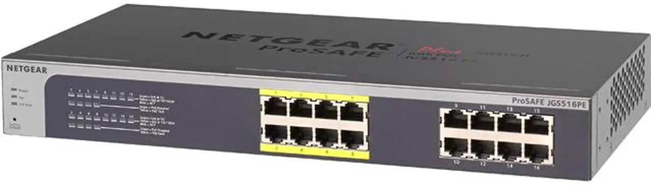 Main image of NETGEAR 16-Port Gigabit Rackmount Smart Managed Plus Switch, 85w 8xPoE, ProSAFE Lifetime Protection (JGS516PE)