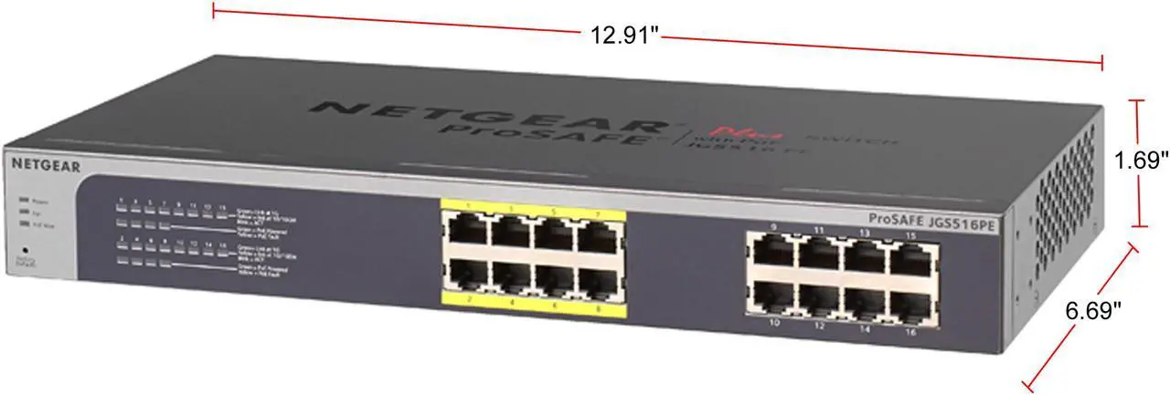Alt view image 2 of 5 - NETGEAR 16-Port Gigabit Rackmount Smart Managed Plus Switch, 85w 8xPoE, ProSAFE Lifetime Protection (JGS516PE)