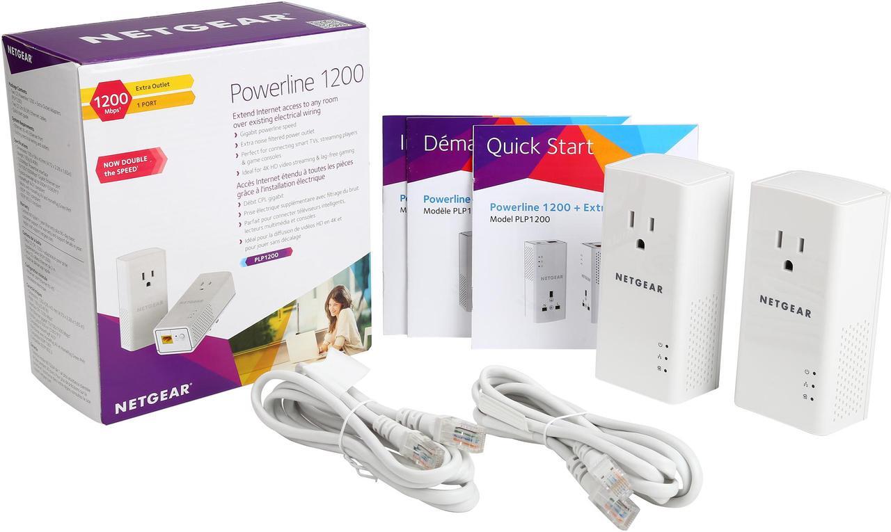 Alt view image 8 of 8 - NETGEAR Powerline 1200 Mbps, 1 Gigabit Port with Pass-Through, Extra Outlet (PLP1200-100PAS)