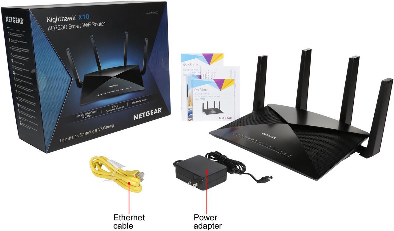 Alt view image 7 of 6 - NETGEAR Nighthawk X10 AD7200 802.11ac/ad Quad-Stream Smart WiFi Router, 1.7GHz Quad-core Processor, Plex Media Server, Compatible with Amazon Alexa (R9000)