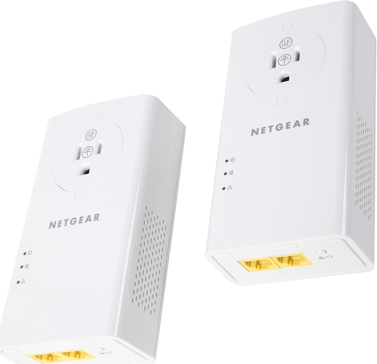 NETGEAR Powerline Adapter 2000 Mbps (2) Gigabit Ethernet Ports with Passthrough + Extra Outlet (PLP2000)