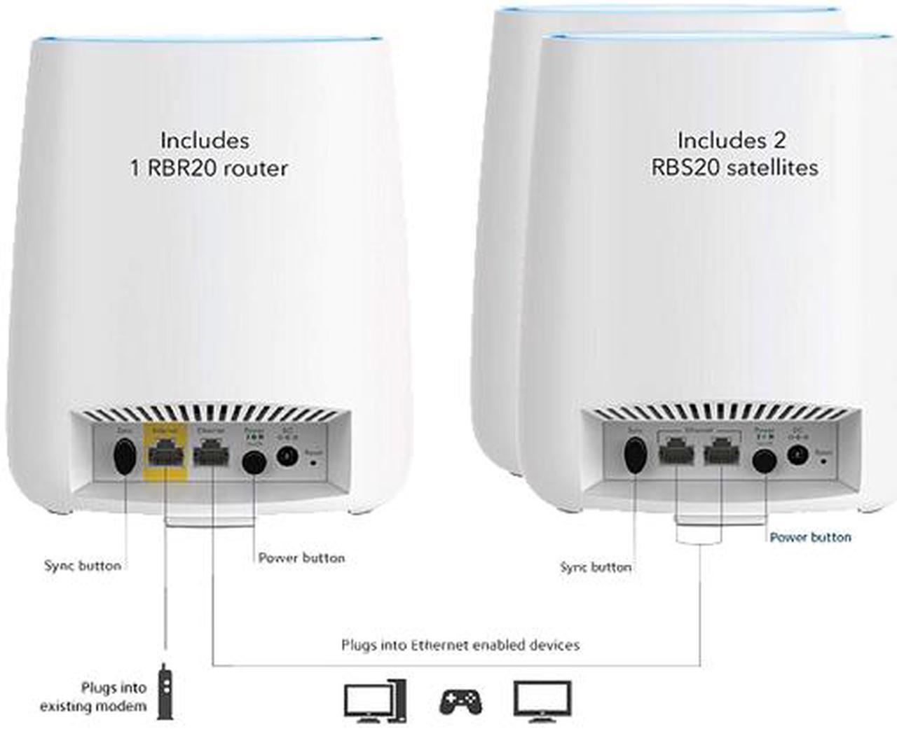 Alt view image 3 of 4 - Netgear RBK23-100CNS Orbi AC2200 Whole Home Mesh Wi-Fi System