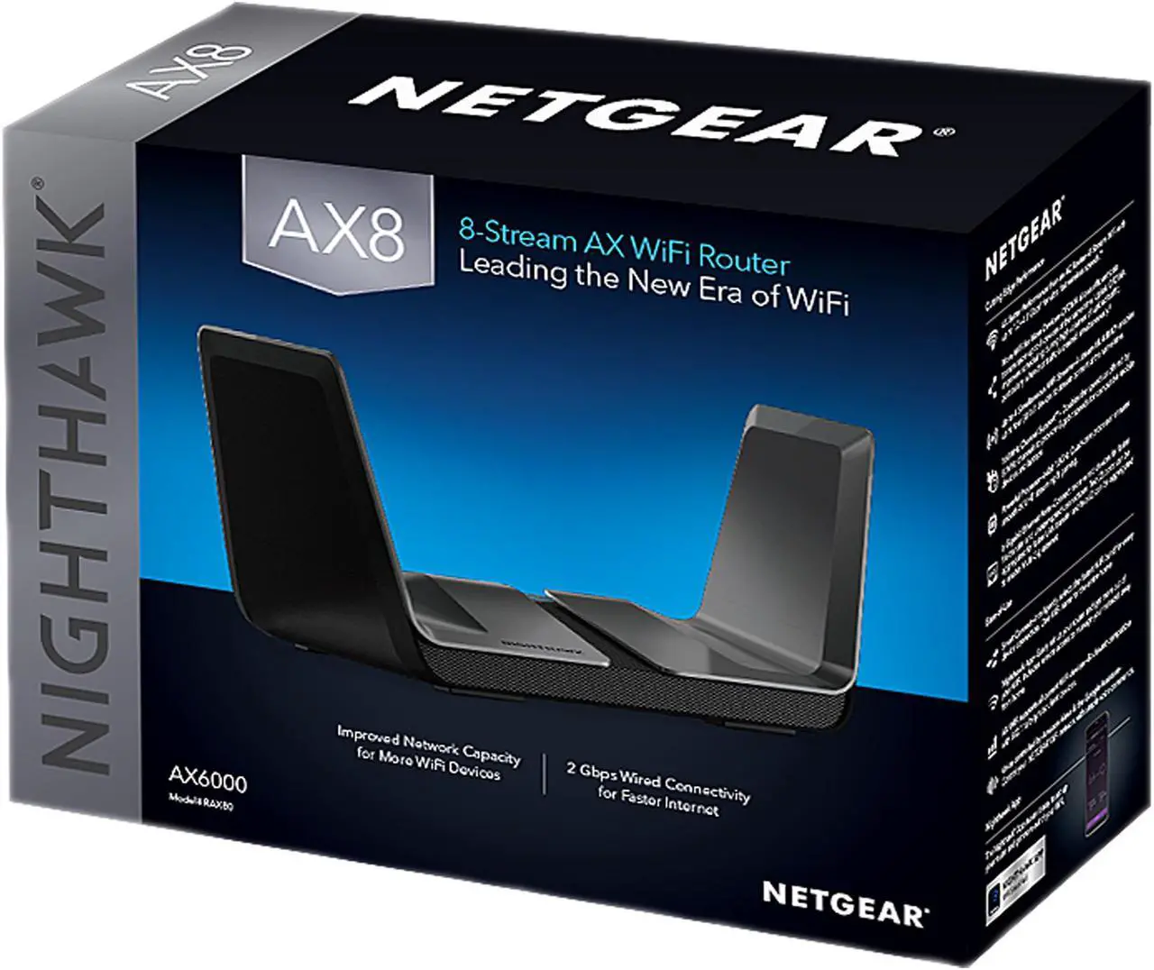 Alt view image 4 of 4 - Nighthawk AX8 8-Stream AX6000 Wi-Fi 6 Router (RAX80-100NAS)