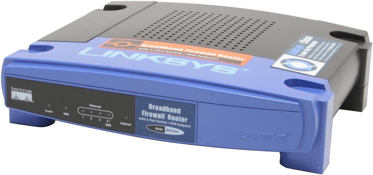 Alt view image 2 of 5 - LINKSYS BEFSX41 Cable/DSL Firewall Router with 4-Port Switch/VPN Endpoint 10/100 (Half Duplex) 20/200 (Full Duplex) WAN Ports 10/100 (Half Duplex) 20/200 (Full Duplex) LAN Ports