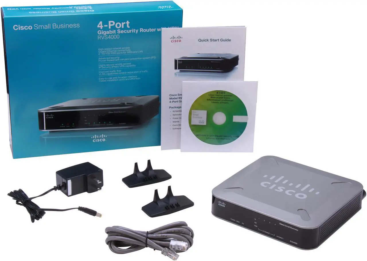 Alt view image 6 of 6 - Cisco Small Business RVS4000 Gigabit Security Router with VPN 1 x RJ45 WAN Ports 4 x 10/100/1000Mbps LAN Ports