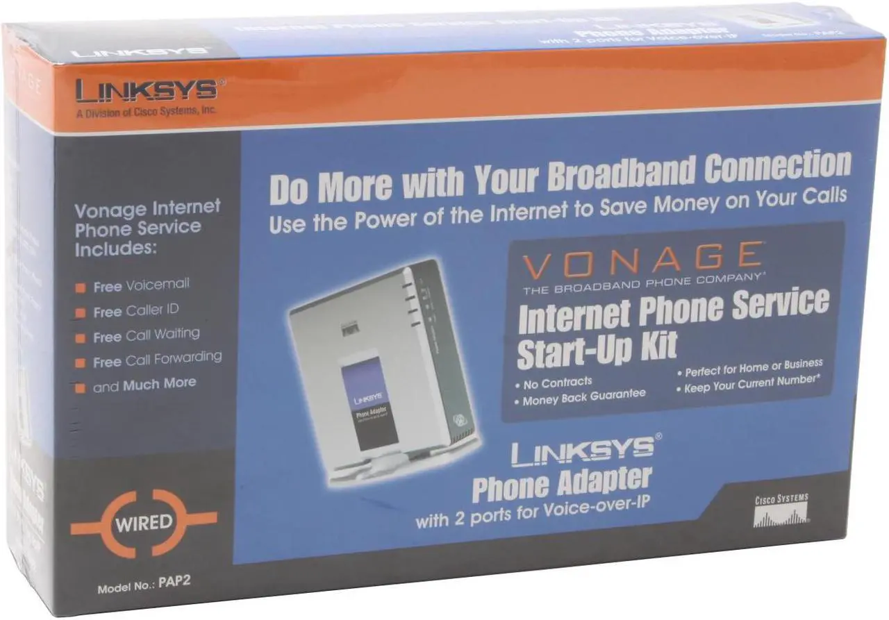 Alt view image 5 of 5 - LINKSYS PAP2 Phone Adapter Powered by Vonage with 2 Ports for Voice-over-IP