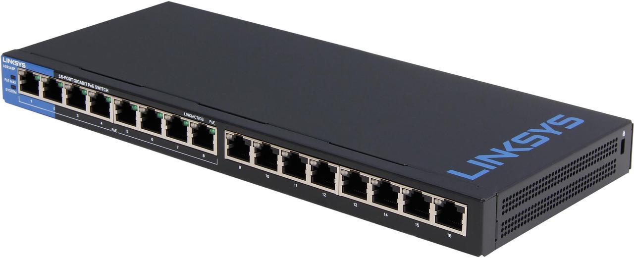 Main image of LINKSYS LGS116P 16-Port Business Desktop Gigabit PoE+ Switch