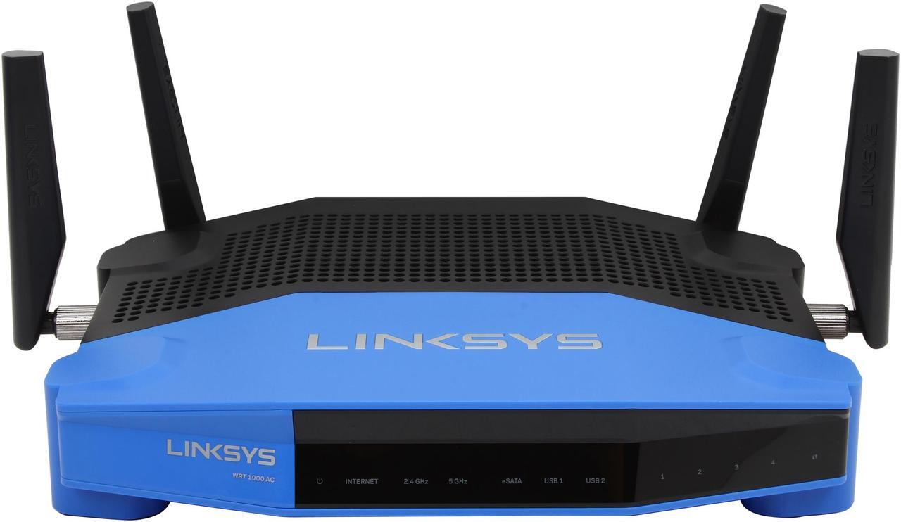 Alt view image 3 of 6 - Linksys WRT1900AC Wireless AC Dual Band Router AC1900, Open Source ready, eSATA/ USB 3.0 Ports