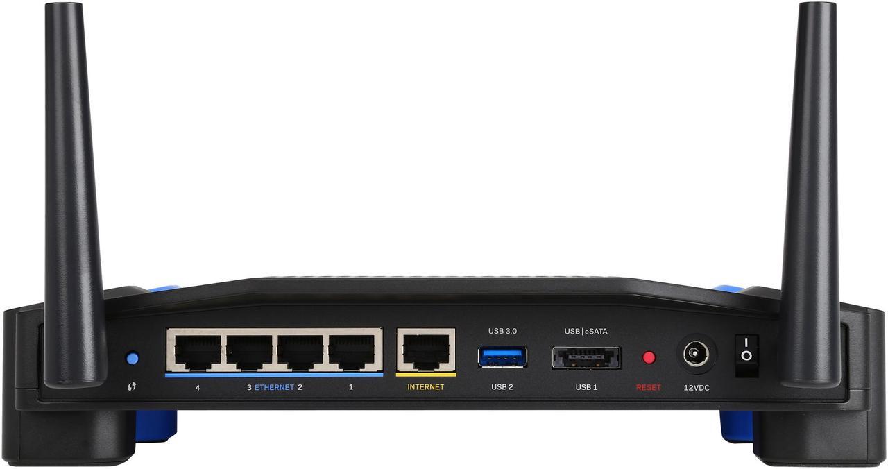 Alt view image 5 of 6 - Linksys WRT1200AC Wireless AC1200 Dual-Band and Wi-Fi Wireless Router with Gigabit and USB 3.0 Ports and eSATA