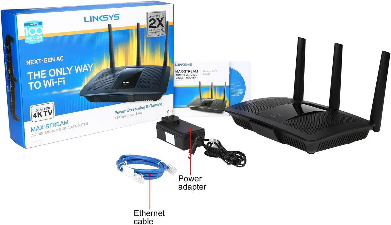 Alt view image 8 of 7 - Linksys MAX-STREAM AC1900 Next Gen MU-MIMO Dual-Band Smart Wi-Fi Gigabit Router with Seamless Roaming (EA7500)