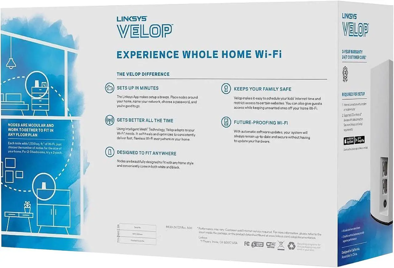Alt view image 5 of 5 - Linksys Velop WHW0102 Whole Home Mesh Wi-Fi Router Dual-Band System AC2600 (2-pack)