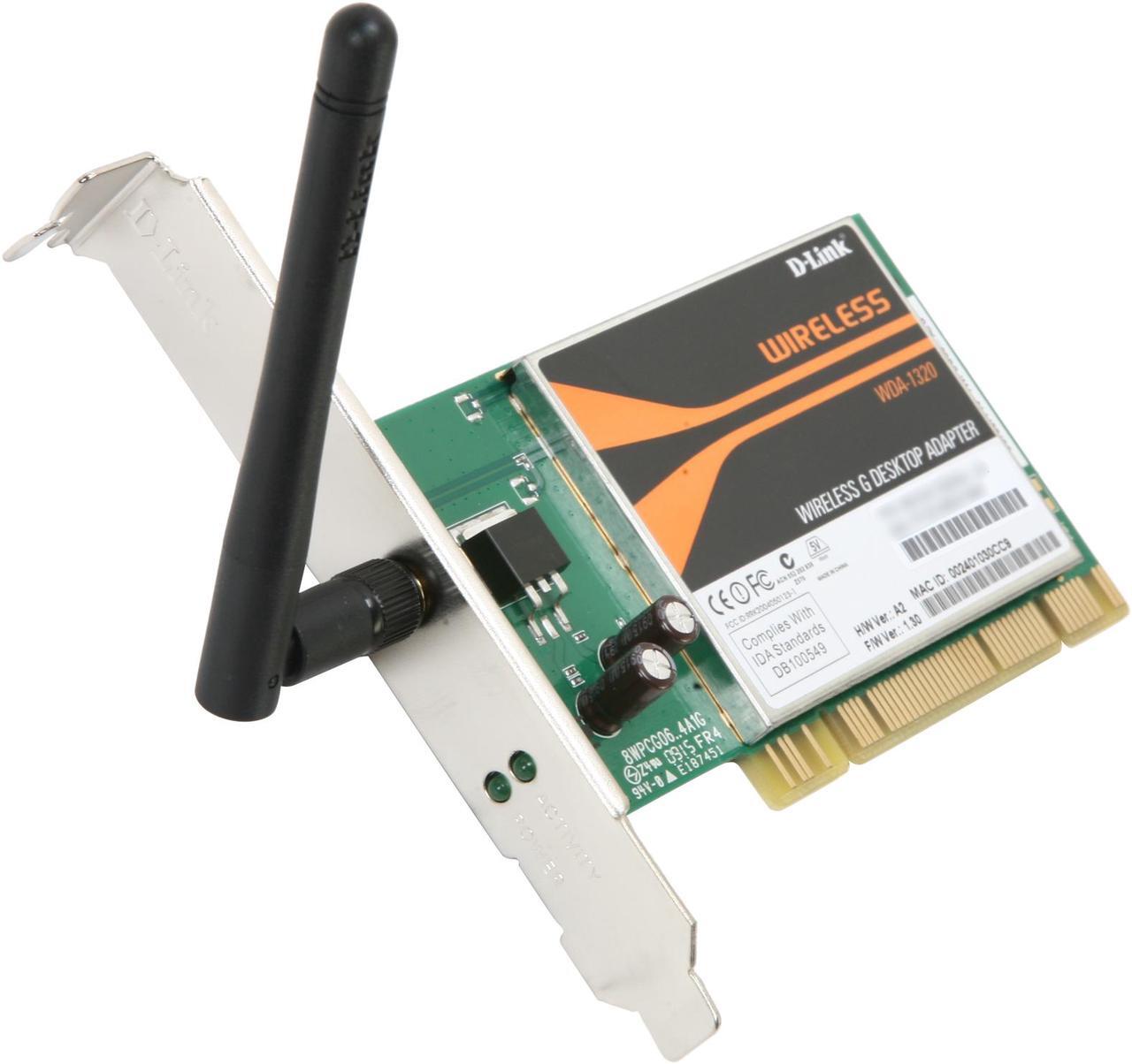 Main image of D-Link WDA-1320 Wireless G Desktop Adapter IEEE 802.11b/g 32-bit PCI Up to 54Mbps Wireless Data Rates