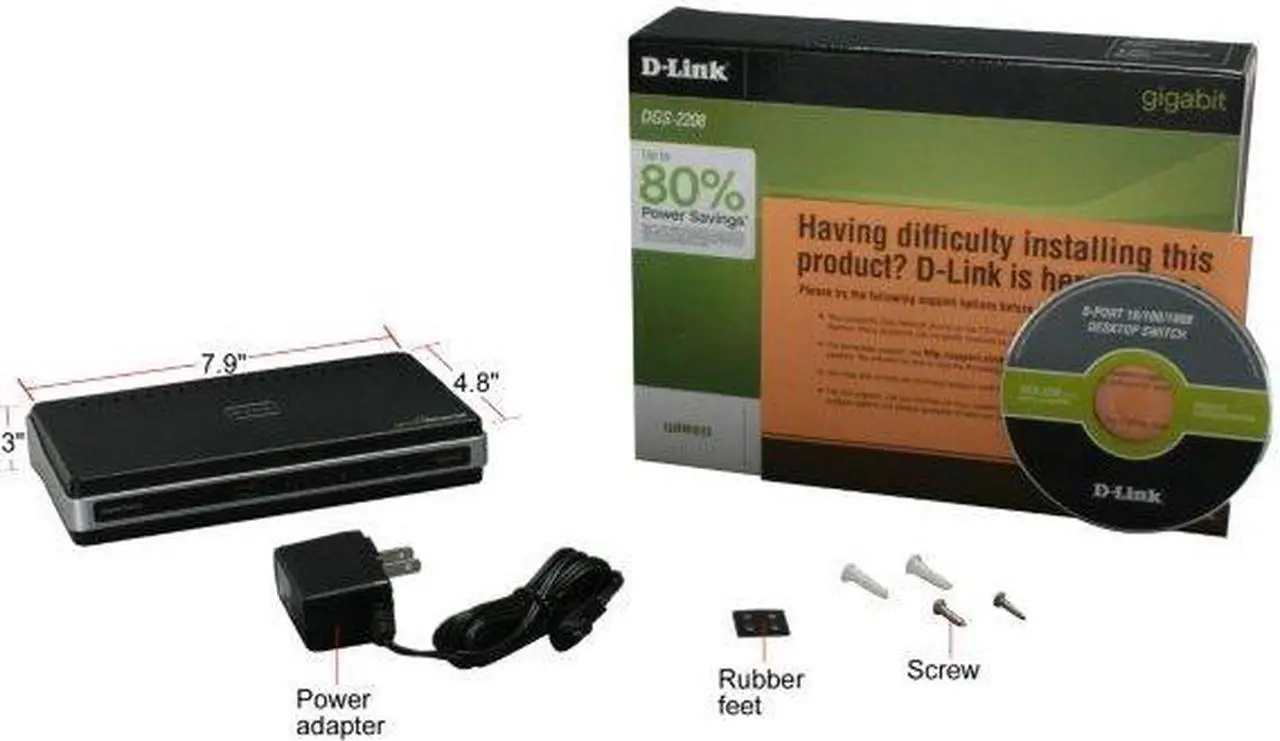 Alt view image 4 of 6 - D-Link DGS-2208 Unmanaged 8-Port Desktop Green Ethernet Switch